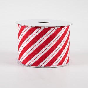 2.5" Red & White Candy Cane Stripes Christmas Ribbon