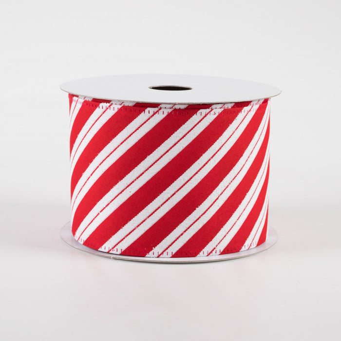 2.5" Red & White Candy Cane Stripes Christmas Ribbon