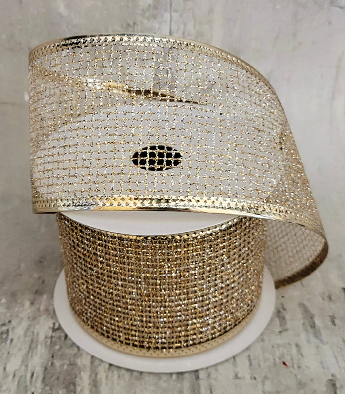 2.5" Light Gold Metallic Net Ribbon