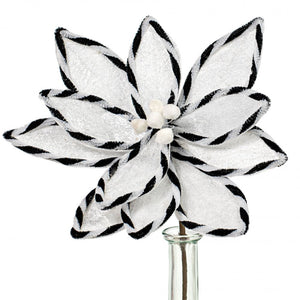 12" White & Black Velvet Poinsettia Pick