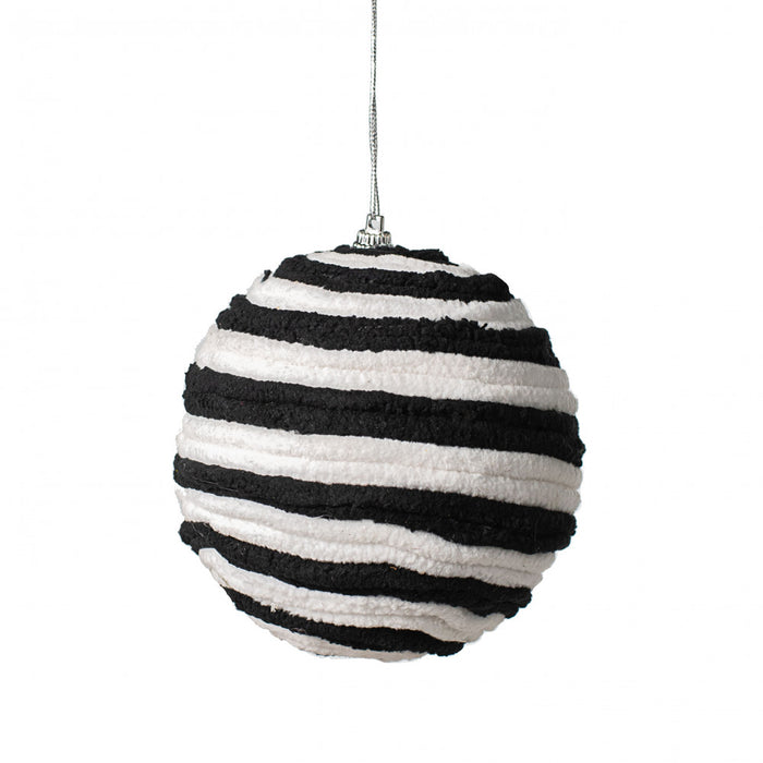 4.5" Black & White Soft Twine Ball Ornament