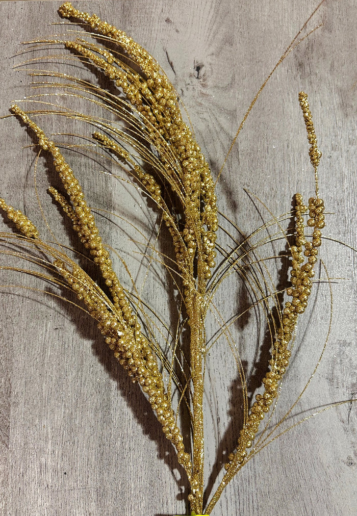 36" Gold Glitter Berry Spray