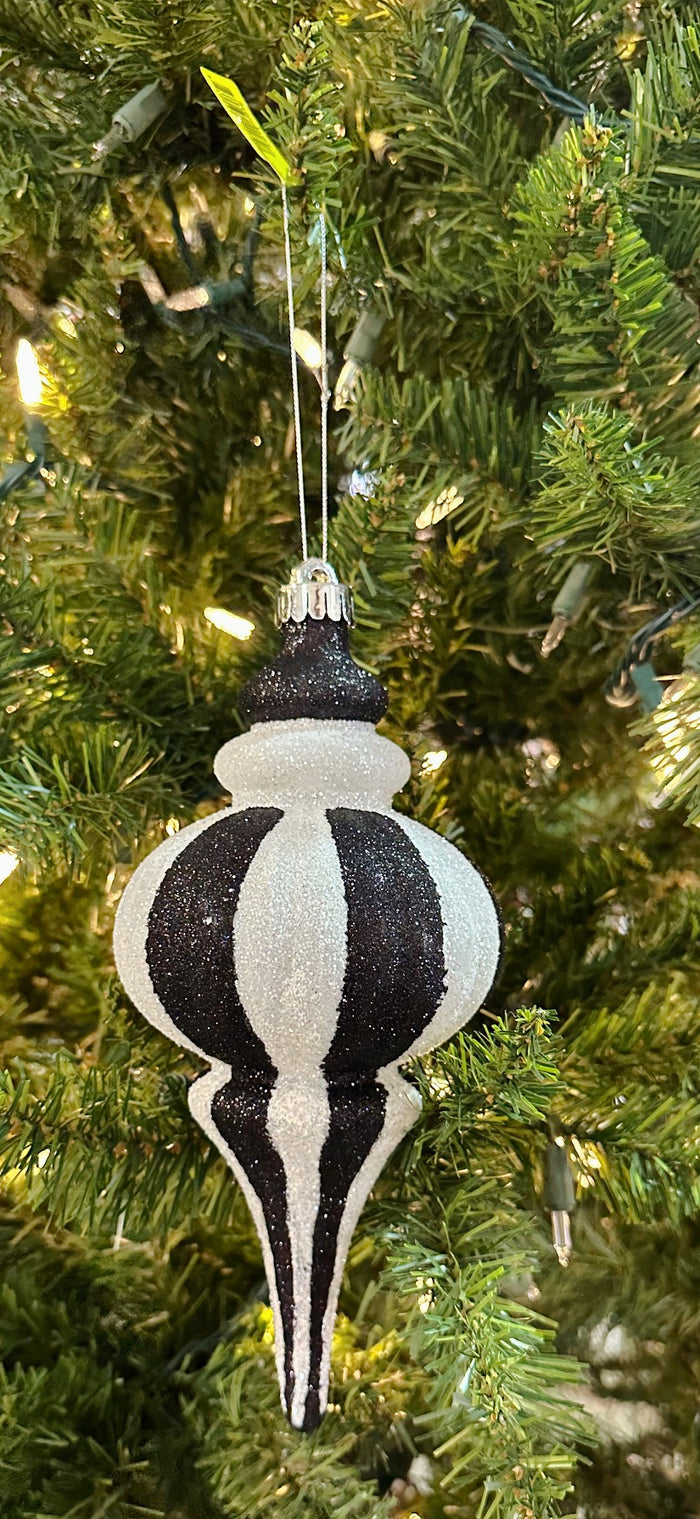 10" Black & White Drop Christmas Ornament