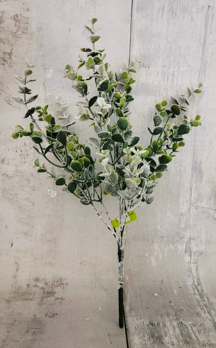 18" Frosted Eucalyptus Spray
