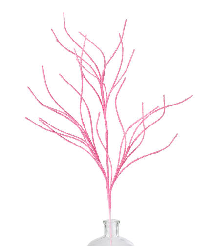 30" Pink Glitter Twig Spray