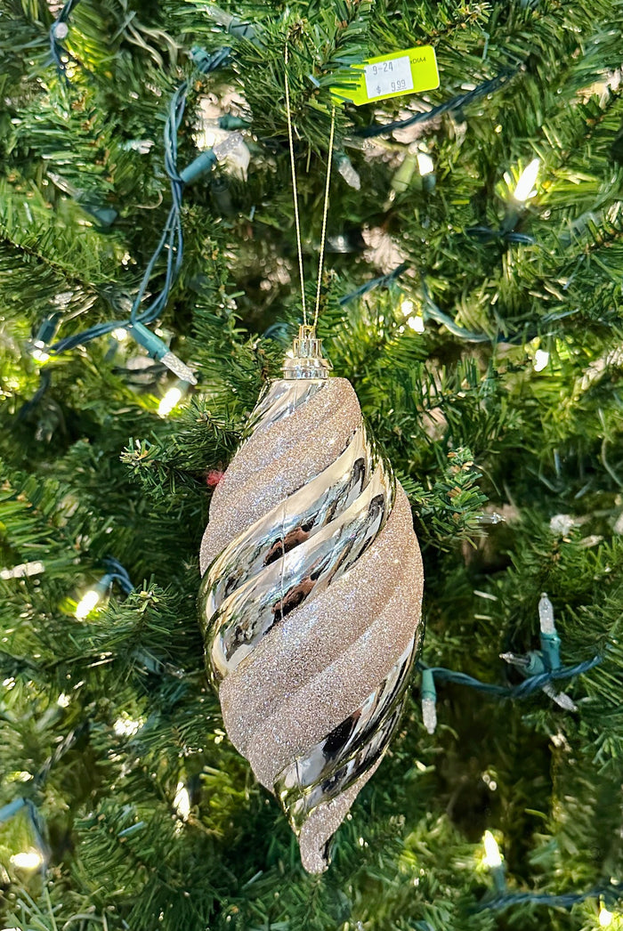 9"  Champagne Oval Swirl Ornament