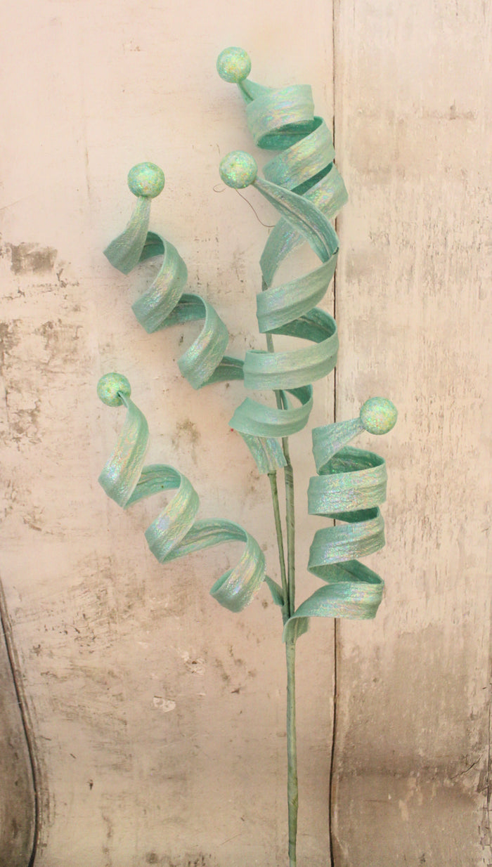 30" Mint Frizzy Curly Ball Spray