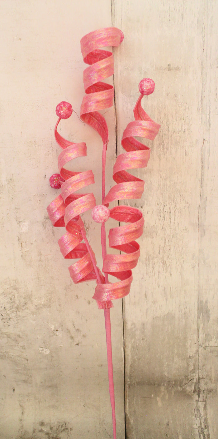 30" Pink Frizzy Curly Ball Spray