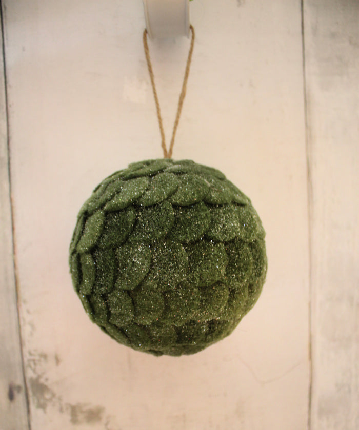 5" Rustic Green Felt Ball Ornament