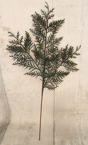 24" Dark Green Glitter Cedar Spray