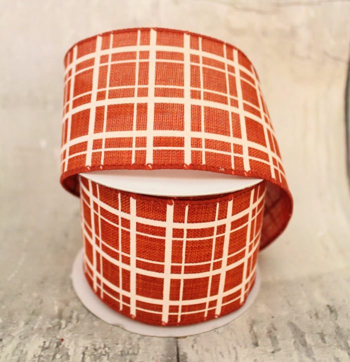 2.5" Orange Rust Plaid Ribbon