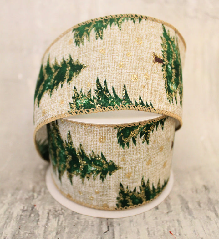 2.5" Rustic Christmas Trees Ribbon