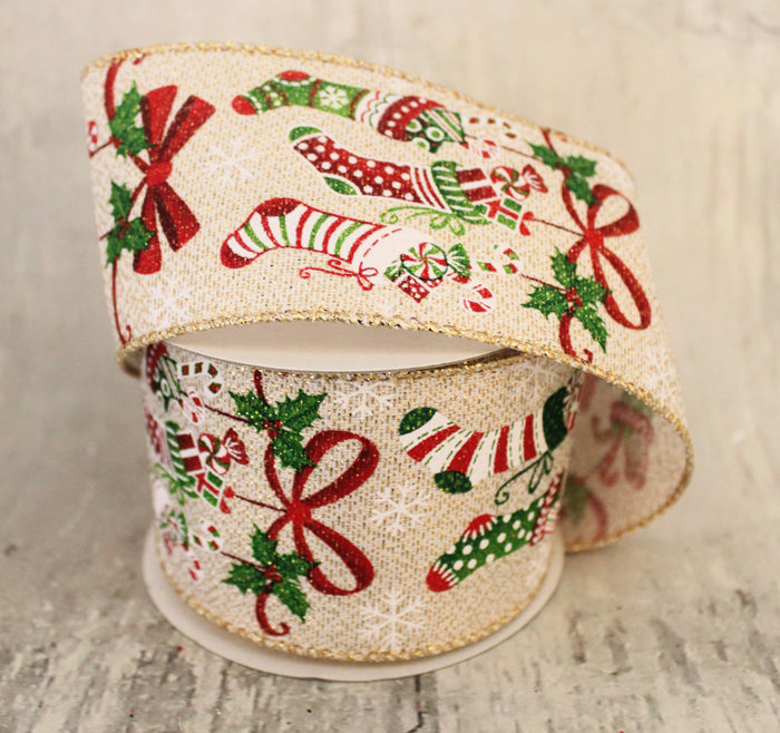 2.5" Christmas Stockings Ribbon
