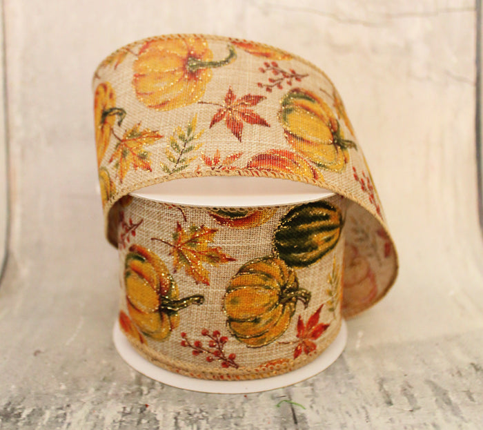 2.5" Fall Pumpkins & Gourds Ribbon