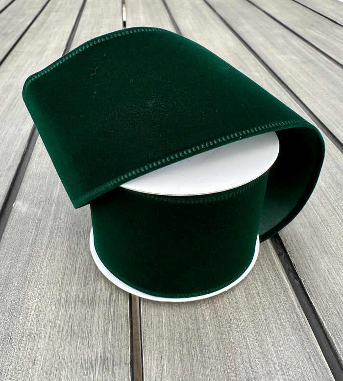 2.5" Hunter Green Velvet Laser Edge Ribbon