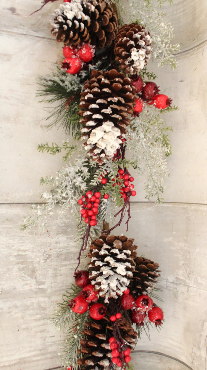 60" Flocked Mixed Berry Garland