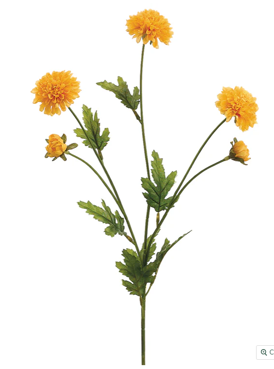27" Yellow Pompom Mum Spray