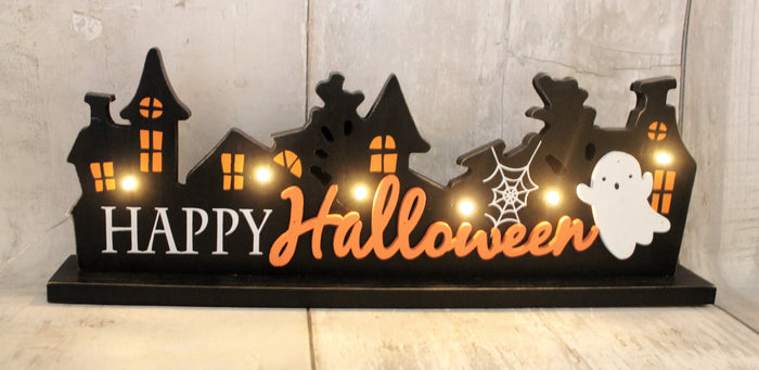16" Illuminated Happy Halloween Decor