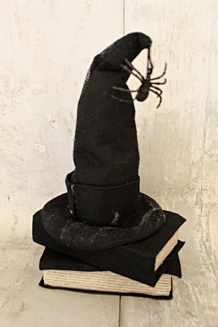 12" Black Witches Hat on Books