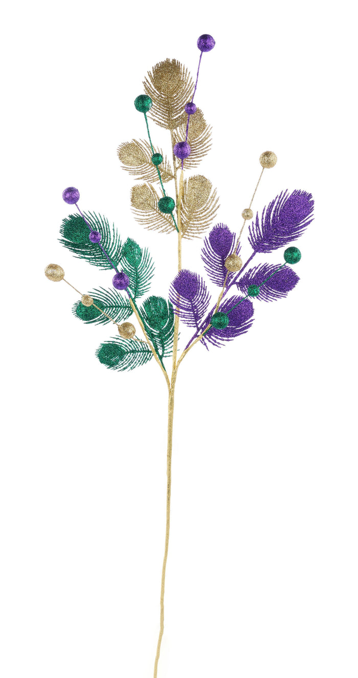 31" Mardi Gras Peacock Feather Spray