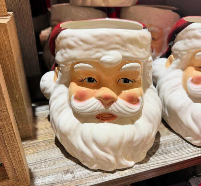 9.5" Large Ceramic Santa Head Pot