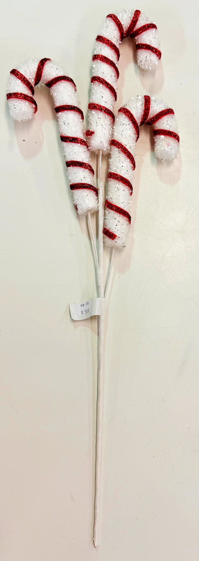 25" Tinsel Candy Canes Stem
