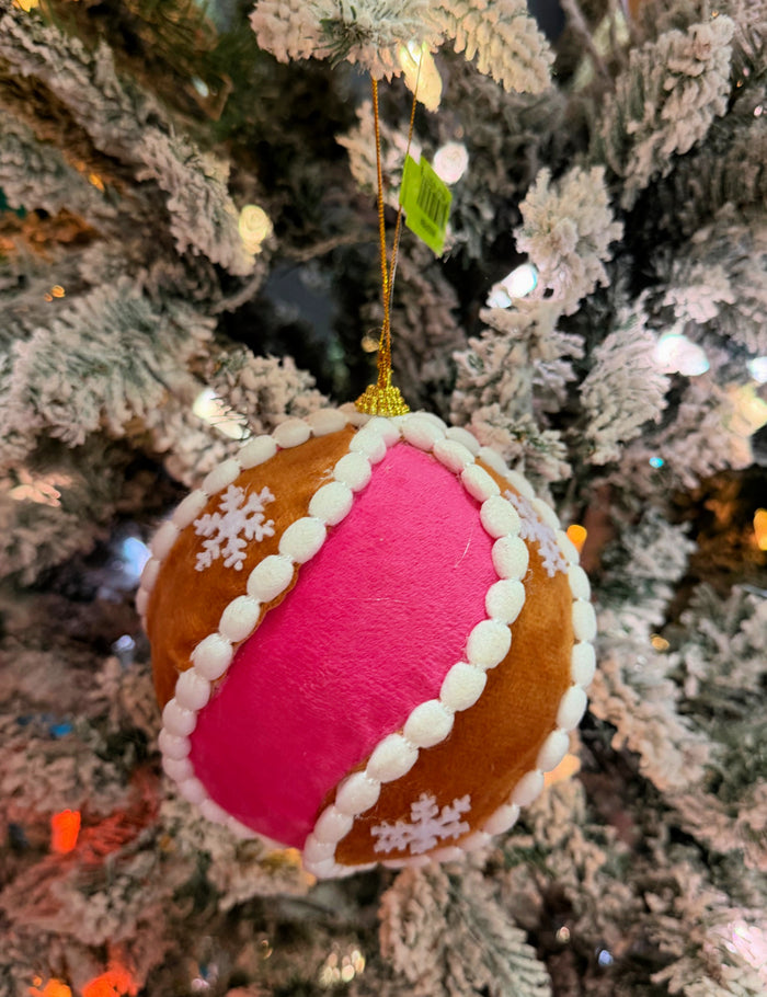 5" Gingerbread Swirl Ball Ornament