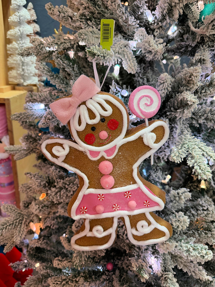 10" Pink Gingerbread Girl Ornament
