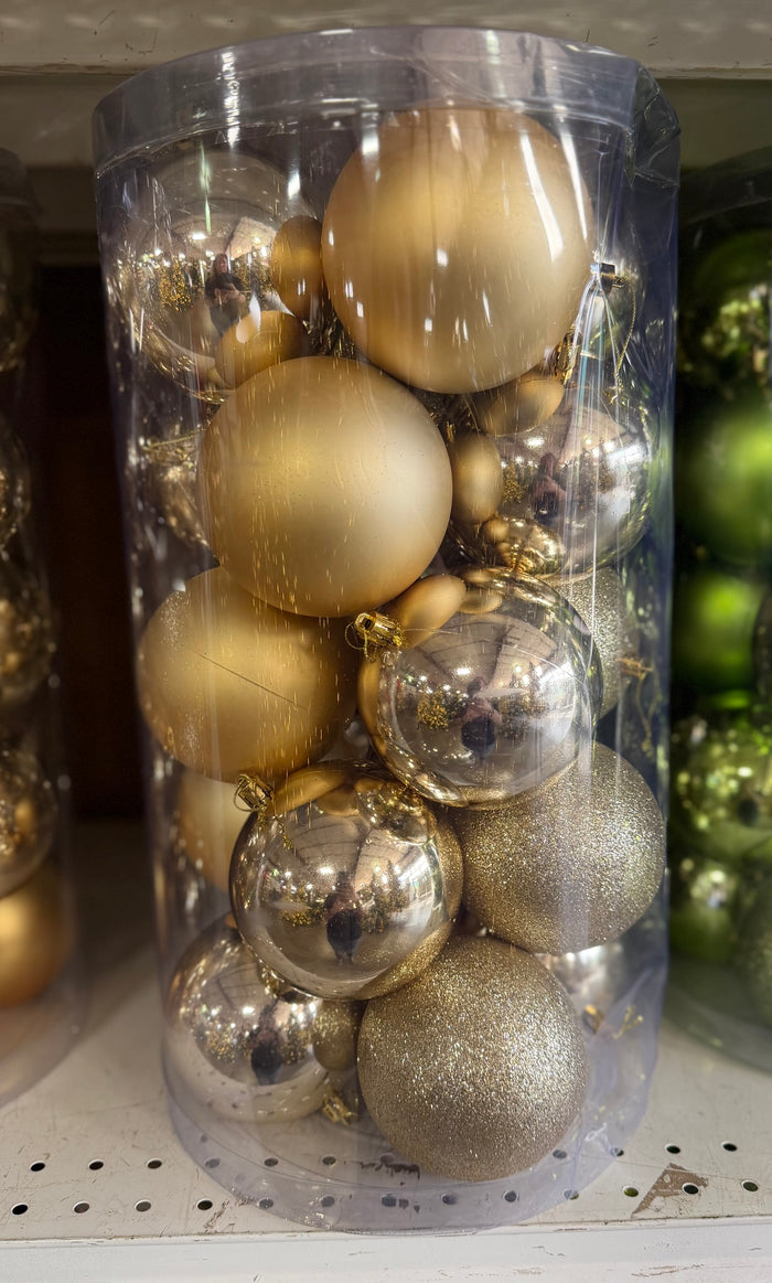 4" Gold Mixed Ball Ornaments