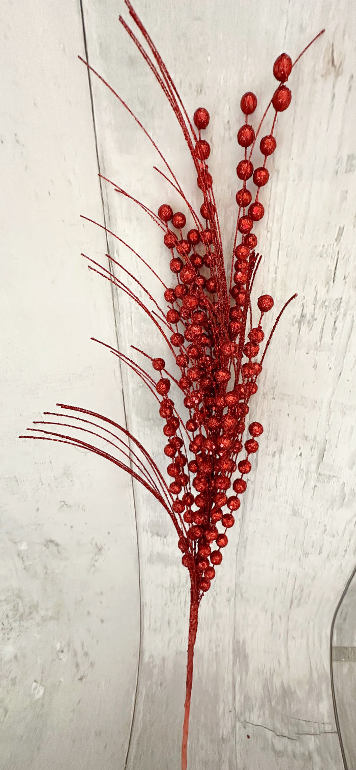 Glittered Berry Burst Spray Red