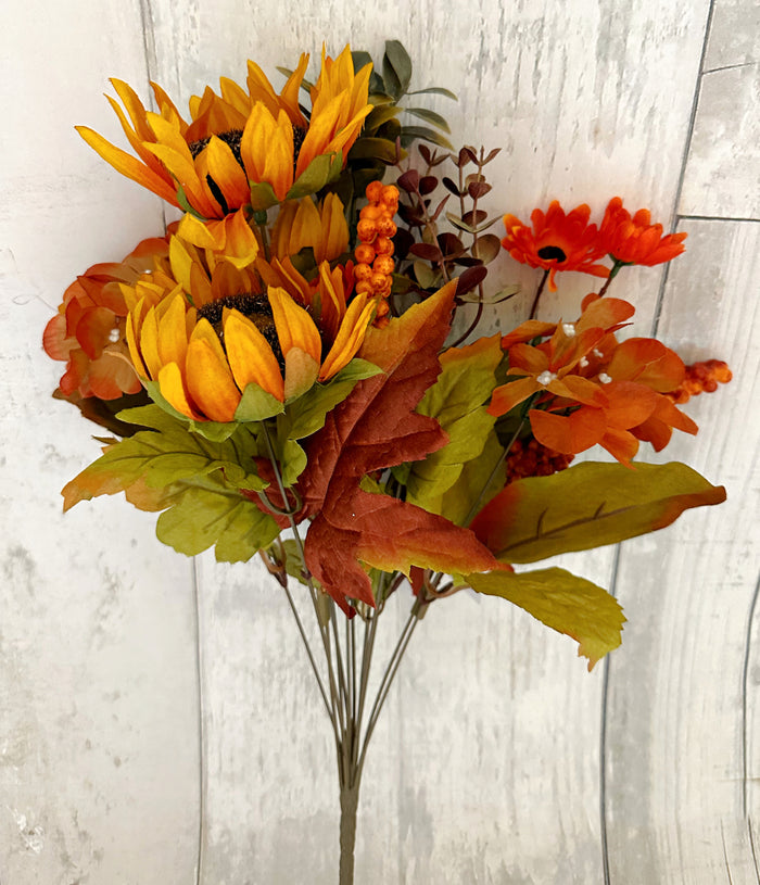 20" Fall Sunflower Mixed Floral Bush