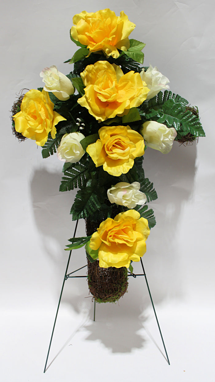 Open Rose Memorial Cross