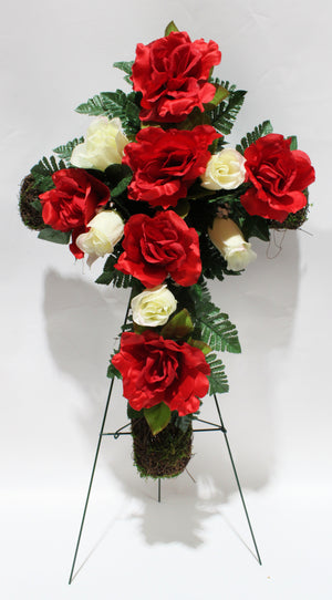 Open Rose Memorial Cross