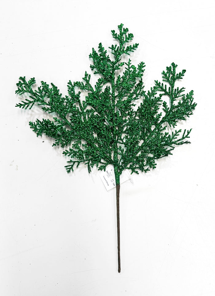 8" Emerald Green Glitter Cedar Pick