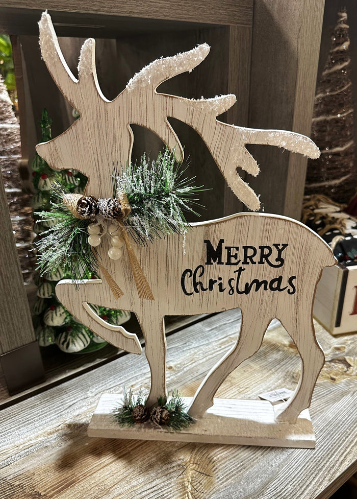 16" Decorative Merry Christmas Reindeer
