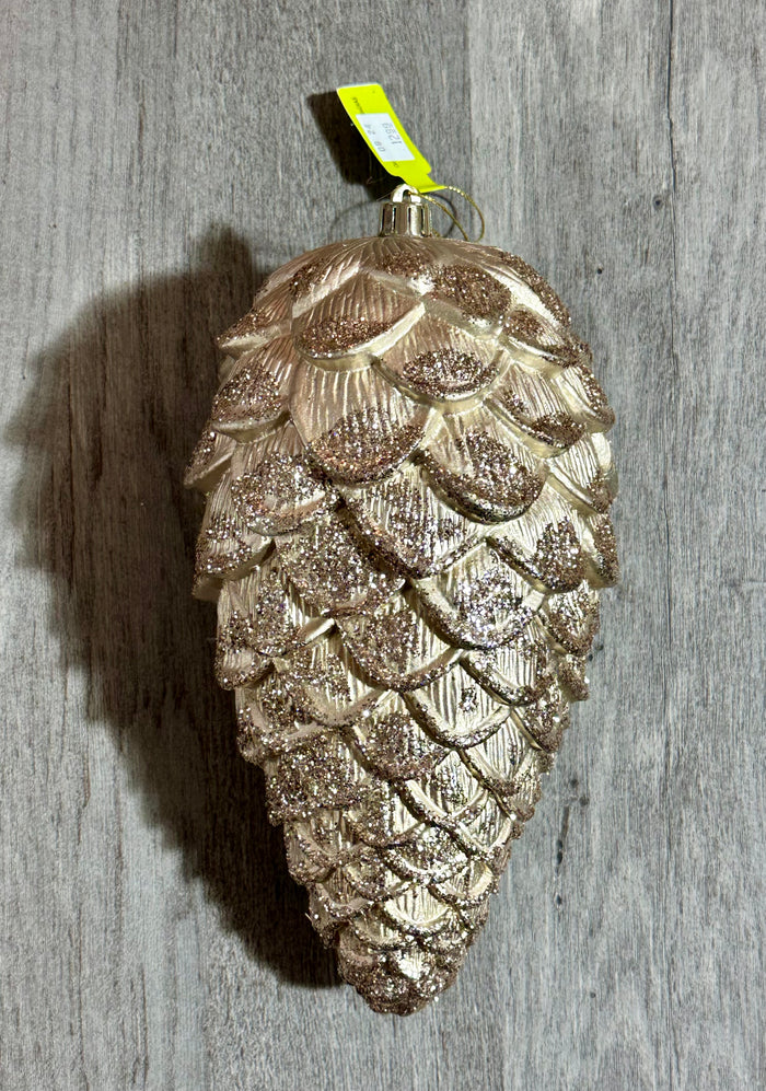 9" Champagne Metallic Pinecone Ornament