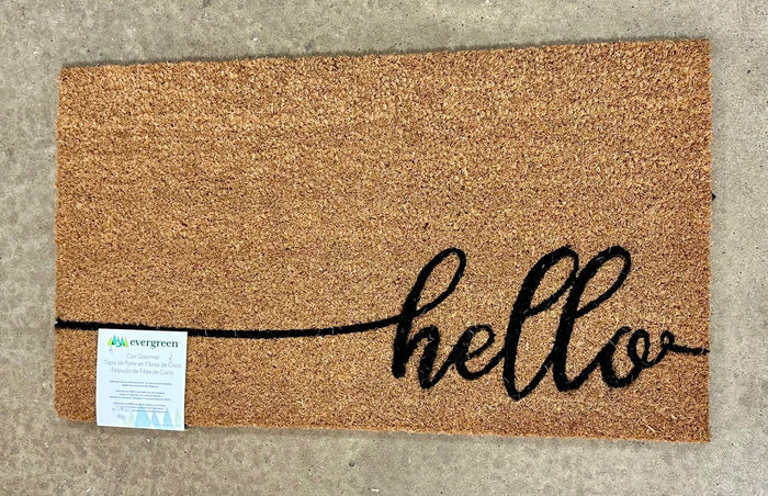 16"x28" Hello Script Coir Mat
