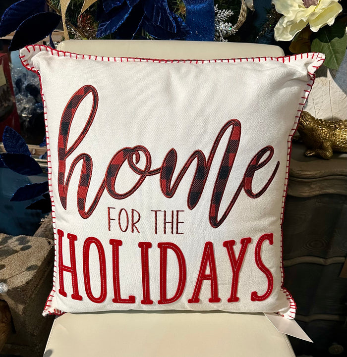 14" Home for the Holidays Christmas Throw Pillow