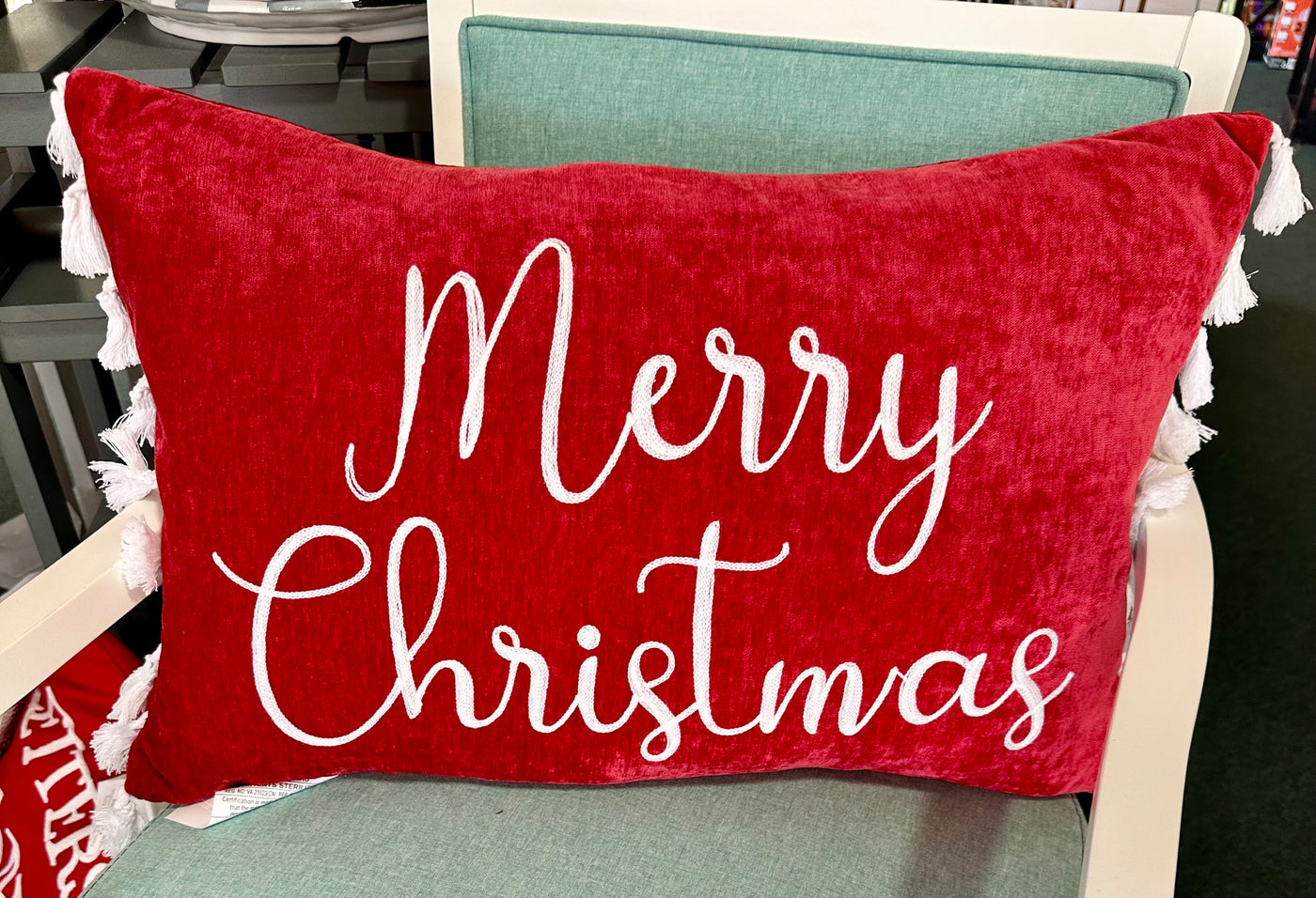 Lighted Embroidered Holiday Throw Pillows - Poinsettia