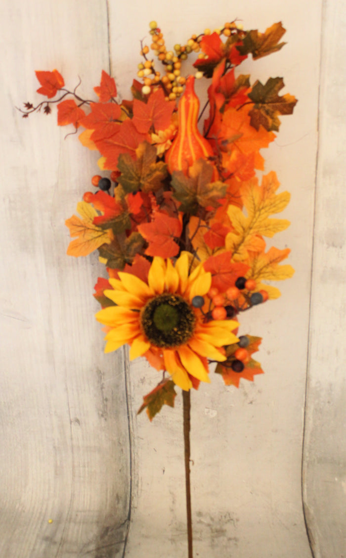 24"  Sunflower & Fall Leaves Mixed Spray