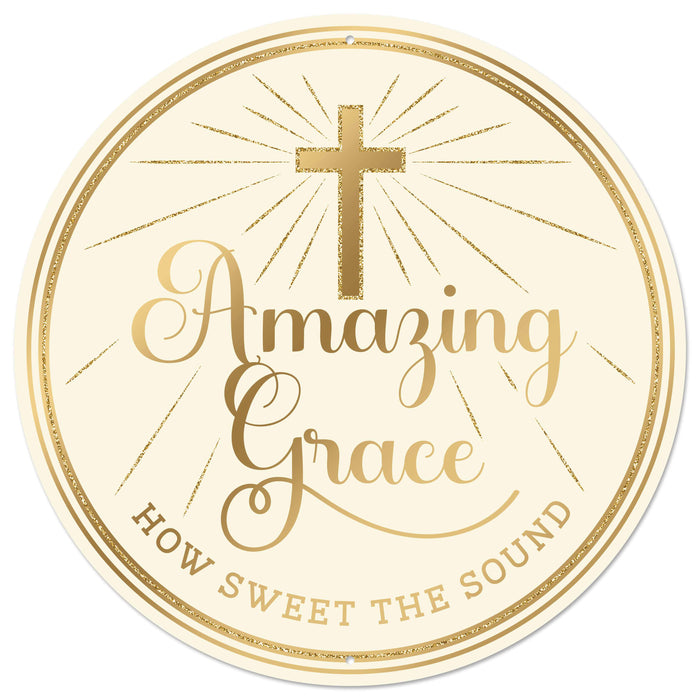12" Amazing Grace Metal Sign