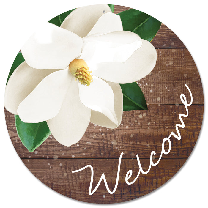 12" Magnolia Welcome Metal Sign