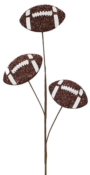 24" Triple Glitter Football Floral Pick
