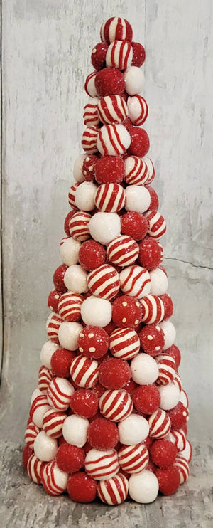 12" Red & White Candy Cone Tree