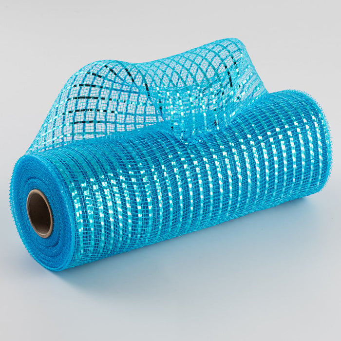 10" Turquoise Metallic Deco Mesh