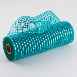 10" Teal Metallic Deco Mesh