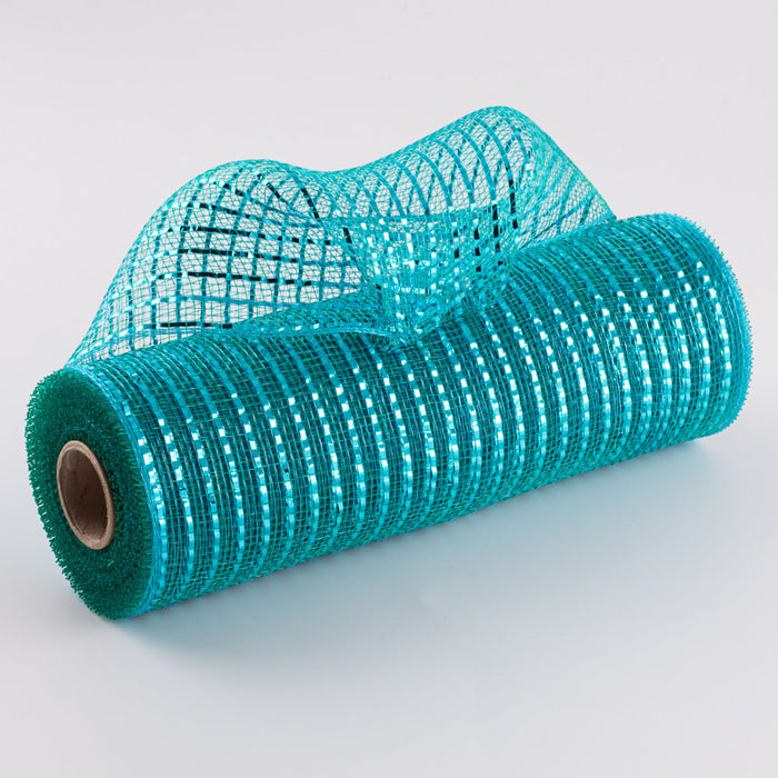 10" Teal Metallic Deco Mesh