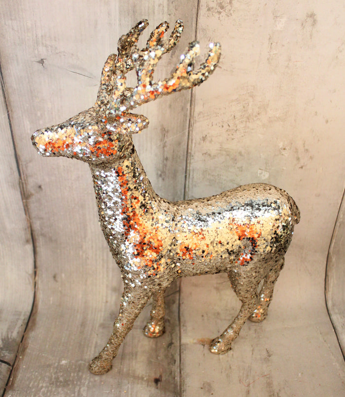 18" Champagne Glitter Reindeer