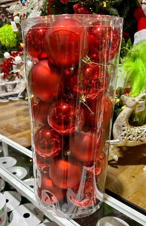 Matte & Glossy Red Ball Ornaments