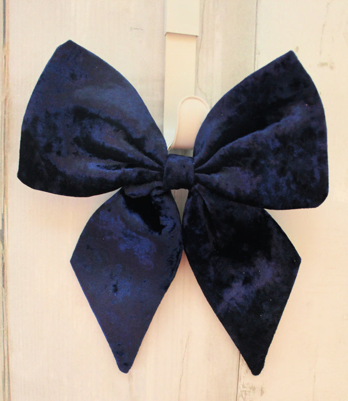 10" Navy Blue Velvet Bow